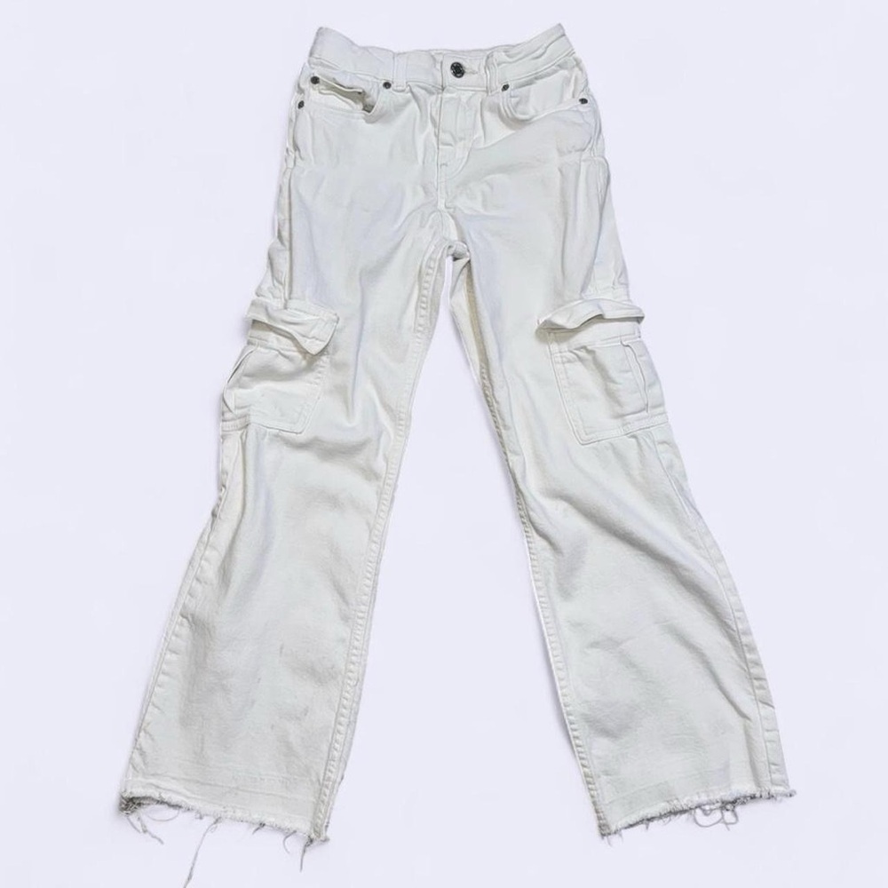 ZARA White Cargo Jeans Kids 11/12 Utility Y2K